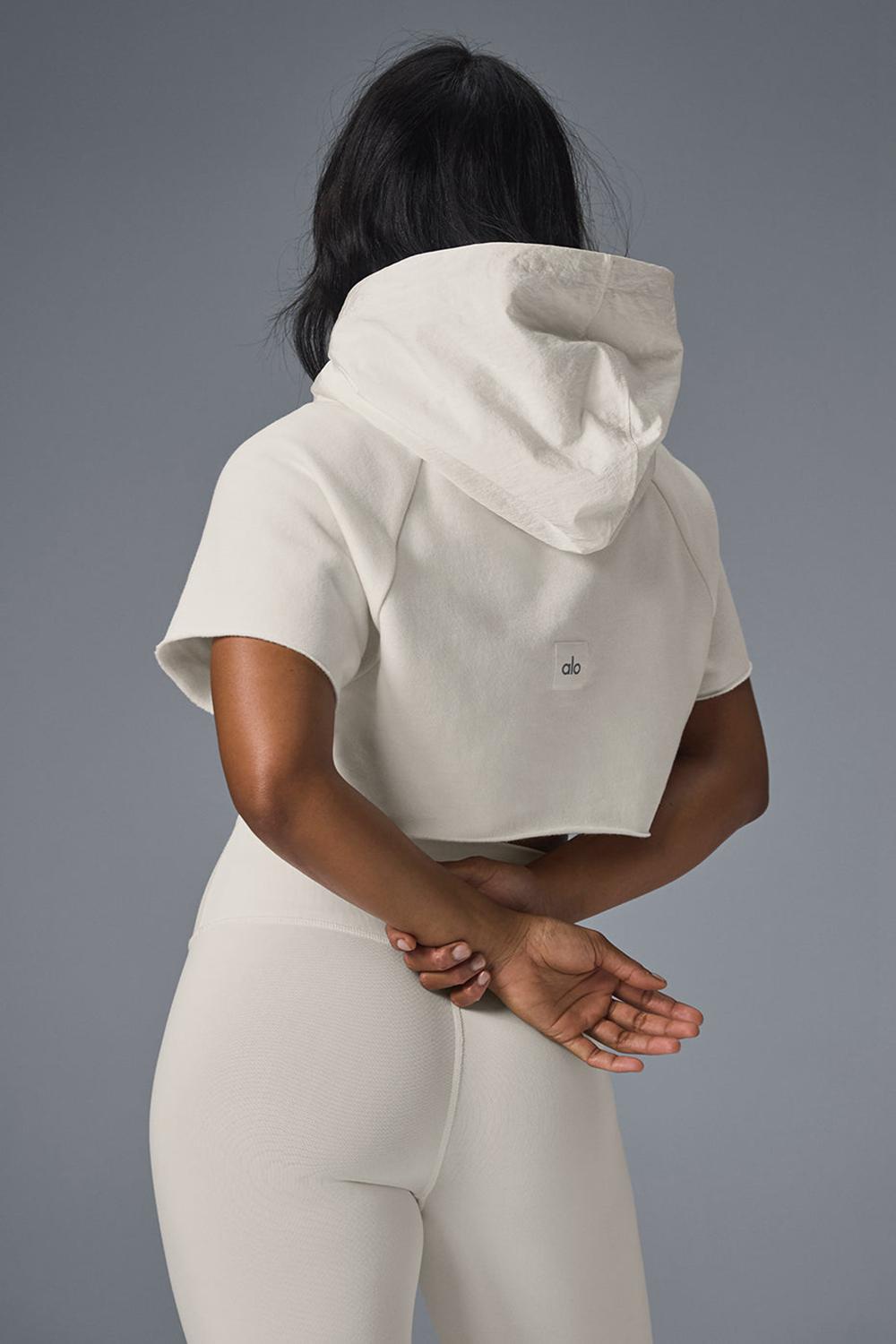Alo Yoga Cropped In The Air Donna Short Sleeve Ivory | Italia  XWD-048956