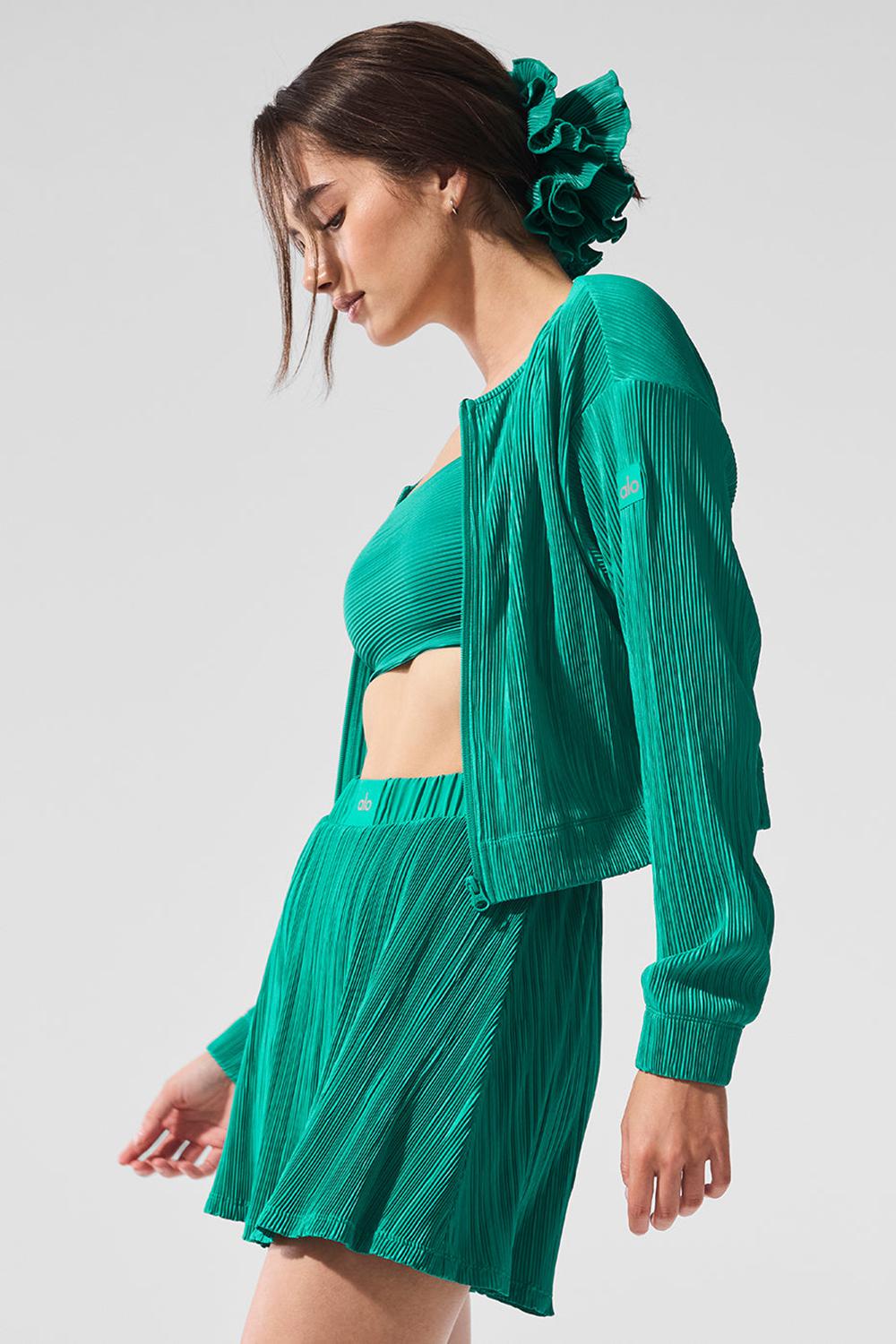 Alo Yoga Cropped Micro Plisse Donna Giacca Verdi | Italia  QHU-726840