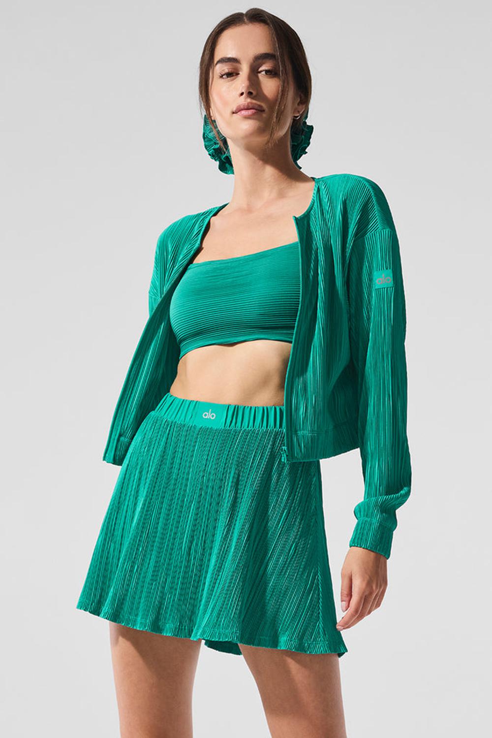 Alo Yoga Cropped Micro Plisse Donna Giacca Verdi | Italia  QHU-726840