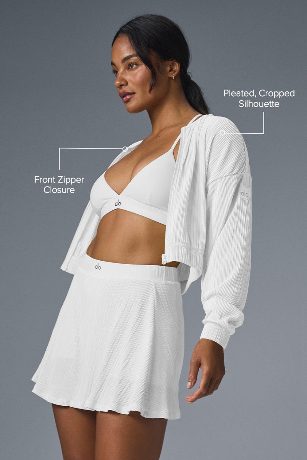 Alo Yoga Cropped Micro Plisse Donna Giacca Bianche | Italia  KXU-423819