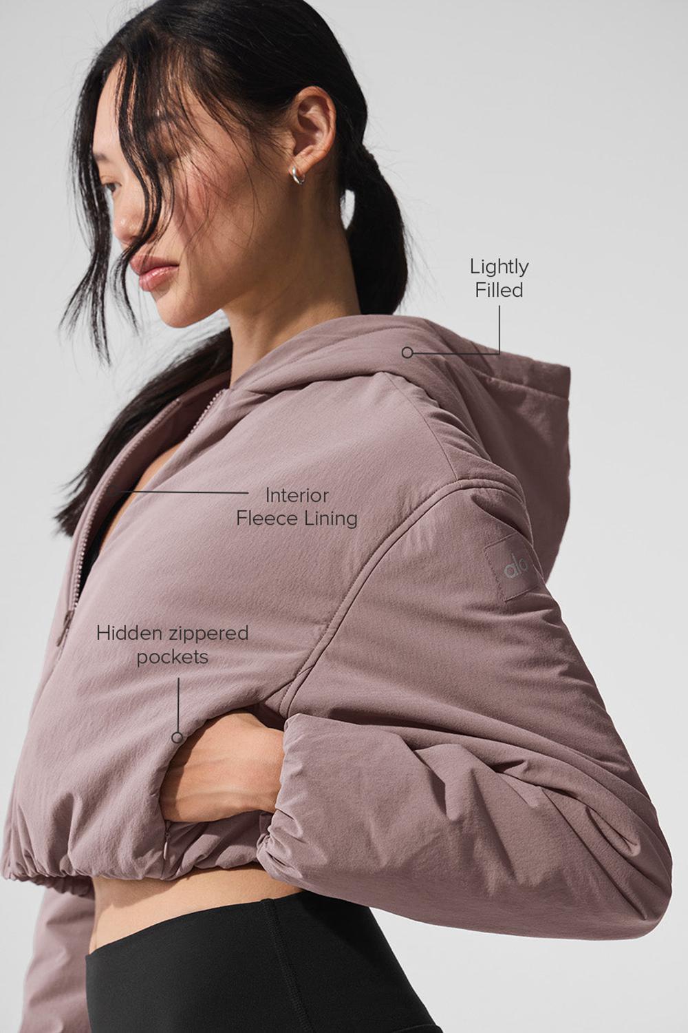 Alo Yoga Cropped Mountain Peak Full-Zip Donna Felpa con Cappuccio Mushroom | Italia  JXN-046318
