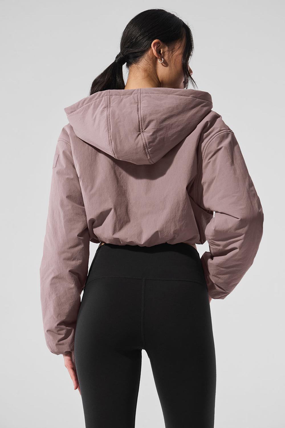 Alo Yoga Cropped Mountain Peak Full-Zip Donna Felpa con Cappuccio Mushroom | Italia  JXN-046318
