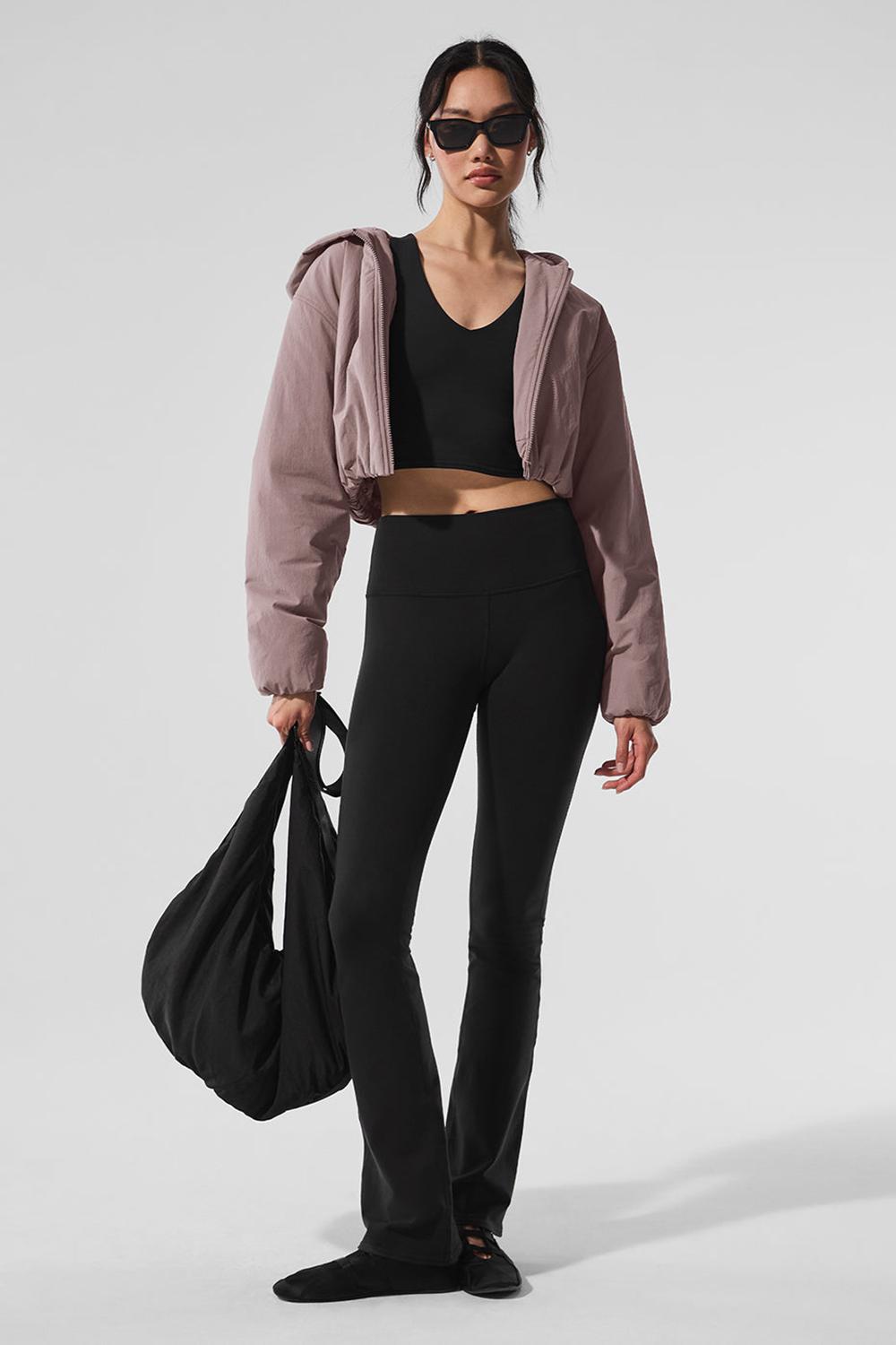 Alo Yoga Cropped Mountain Peak Full-Zip Donna Felpa con Cappuccio Mushroom | Italia  JXN-046318