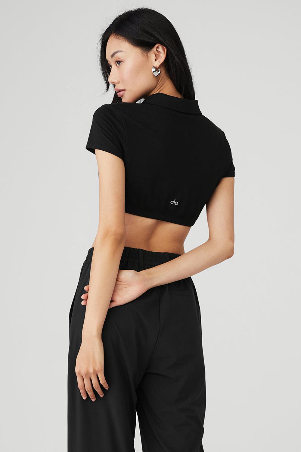 Alo Yoga Cropped Prestige Polo Donna Polo Nere | Italia  DBM-571236