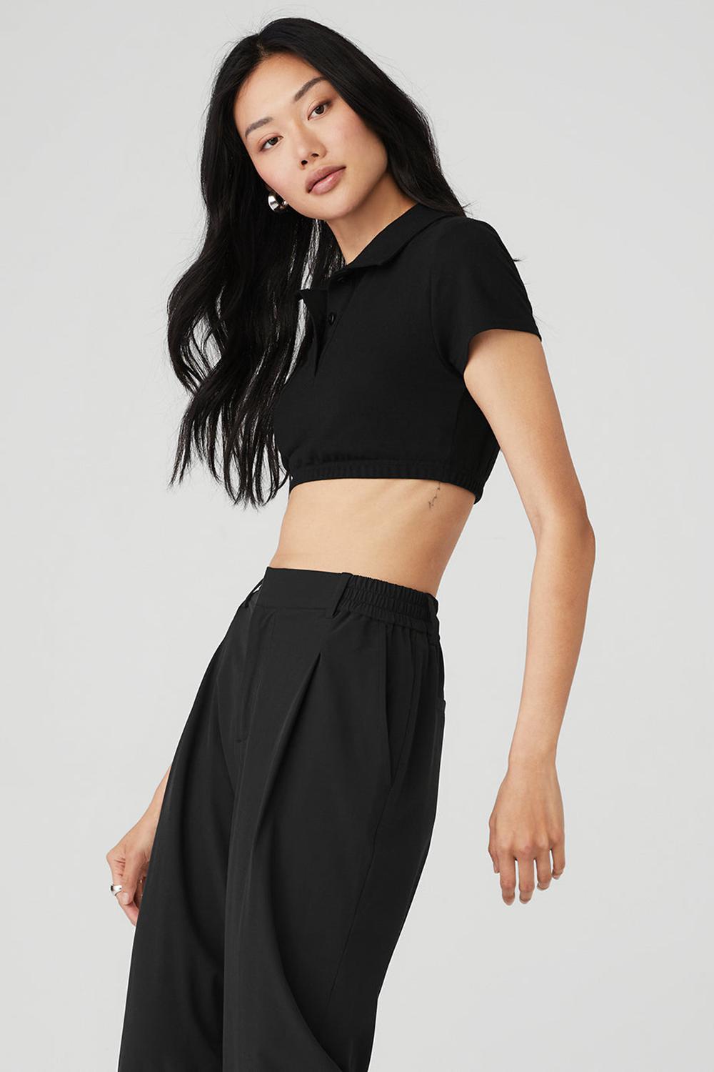 Alo Yoga Cropped Prestige Polo Donna Polo Nere | Italia  DBM-571236