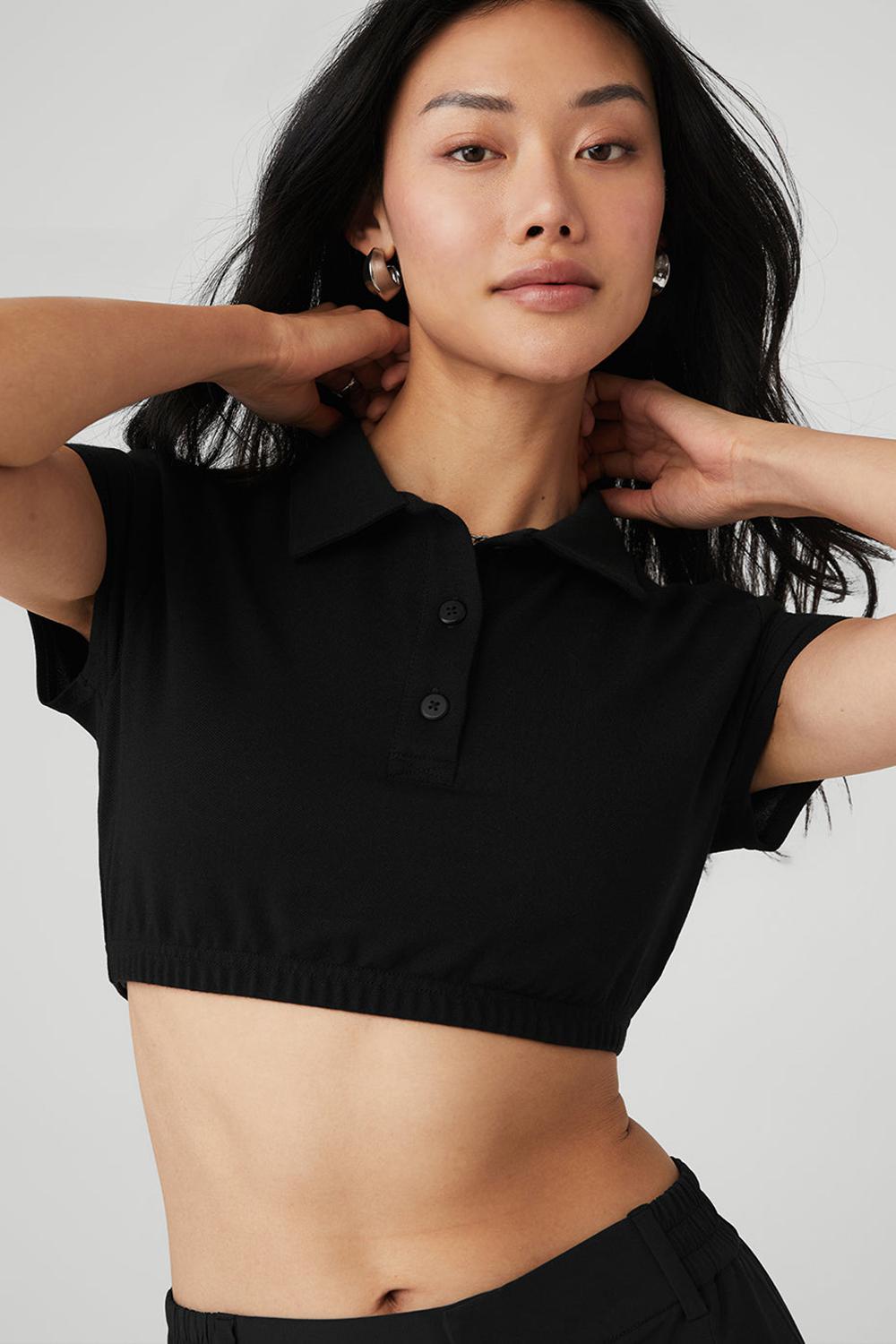 Alo Yoga Cropped Prestige Polo Donna Polo Nere | Italia  DBM-571236