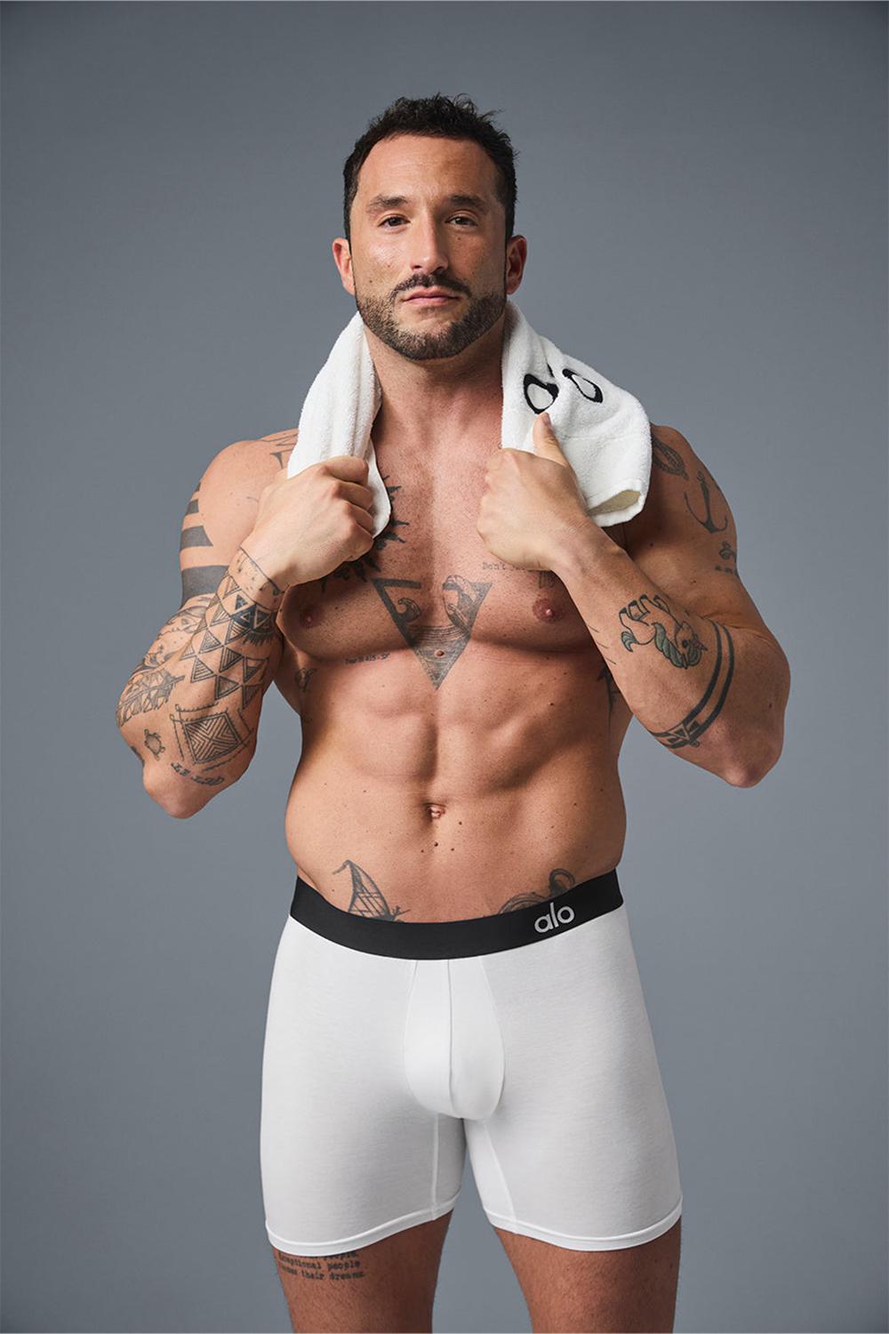 Alo Yoga Day and Night Uomo Boxer Bianche | Italia  LPQ-368590