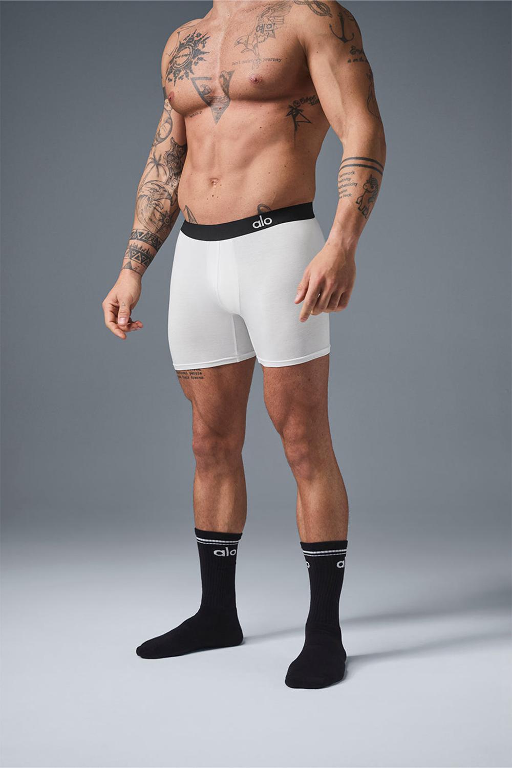 Alo Yoga Day and Night Uomo Boxer Bianche | Italia  LPQ-368590