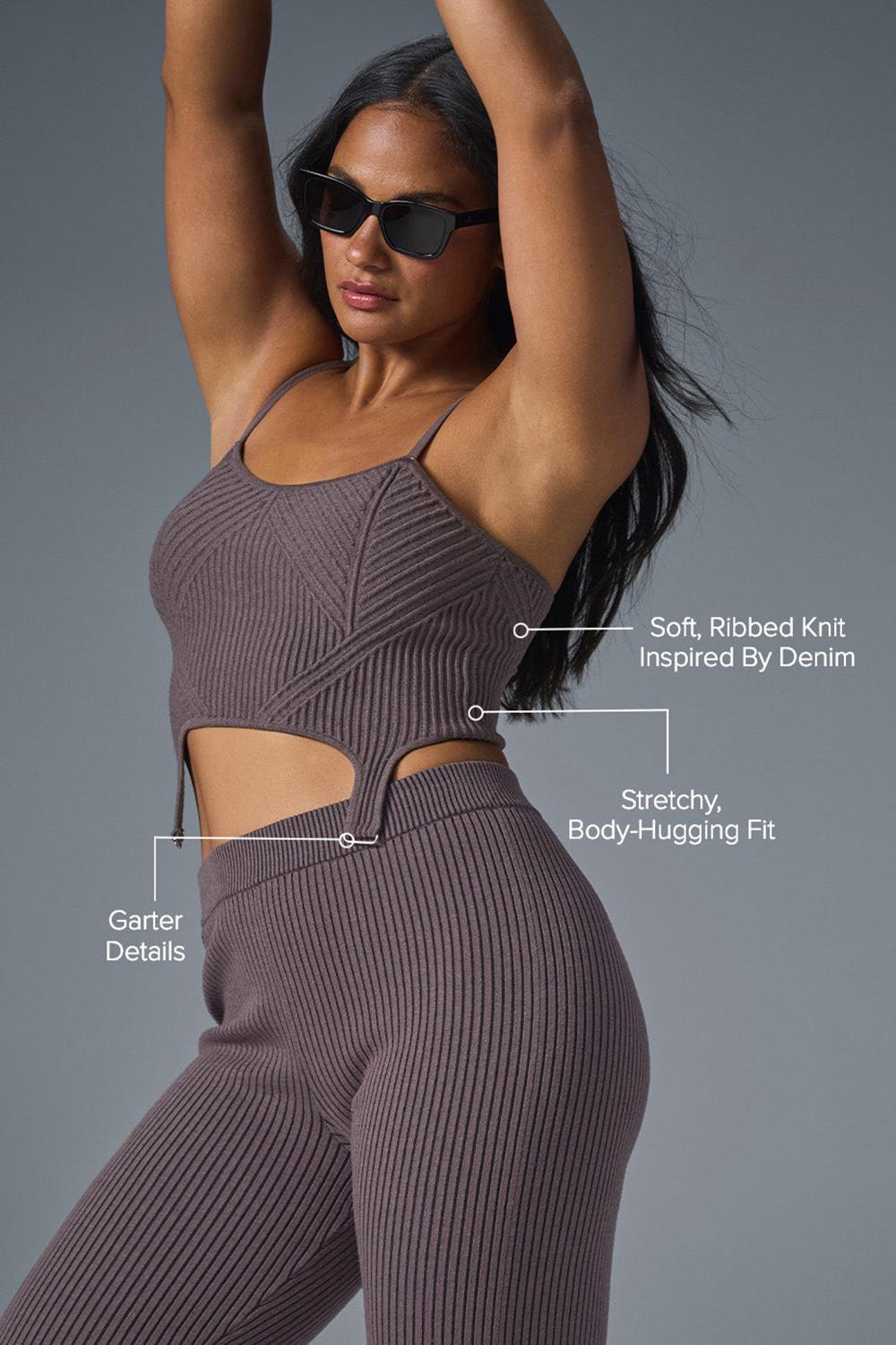 Alo Yoga Denim Knit Garter Donna Tank Nere | Italia  RKL-758294