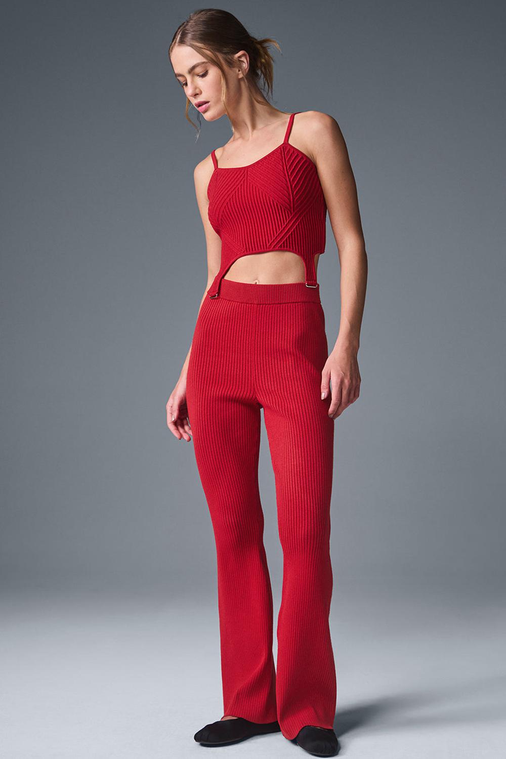 Alo Yoga Denim Knit Garter Donna Tank Rosse Corallo Rosse | Italia  VQP-257938