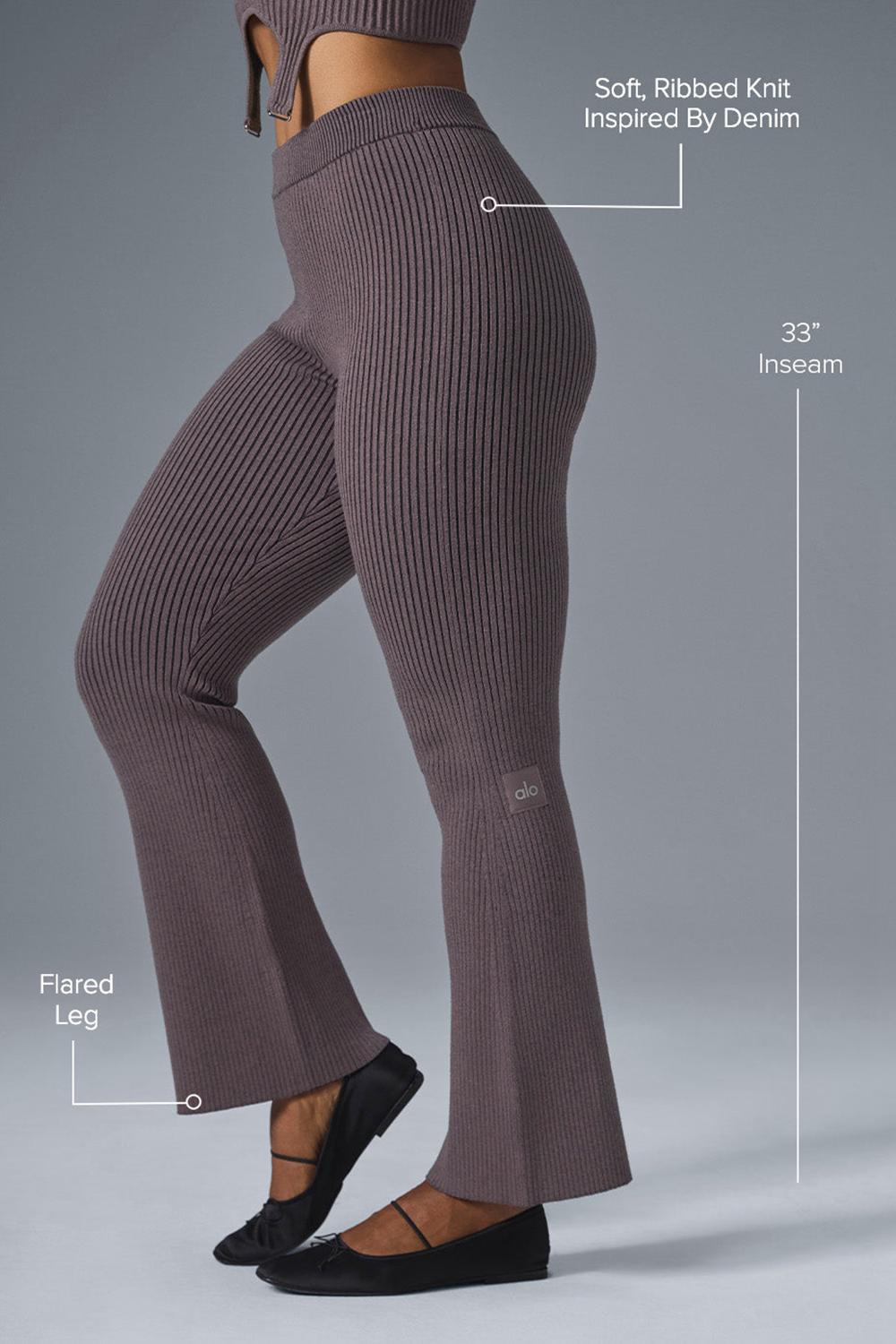 Alo Yoga Denim Knit High-Waist Flare Donna Pant Nere | Italia  XSQ-632491
