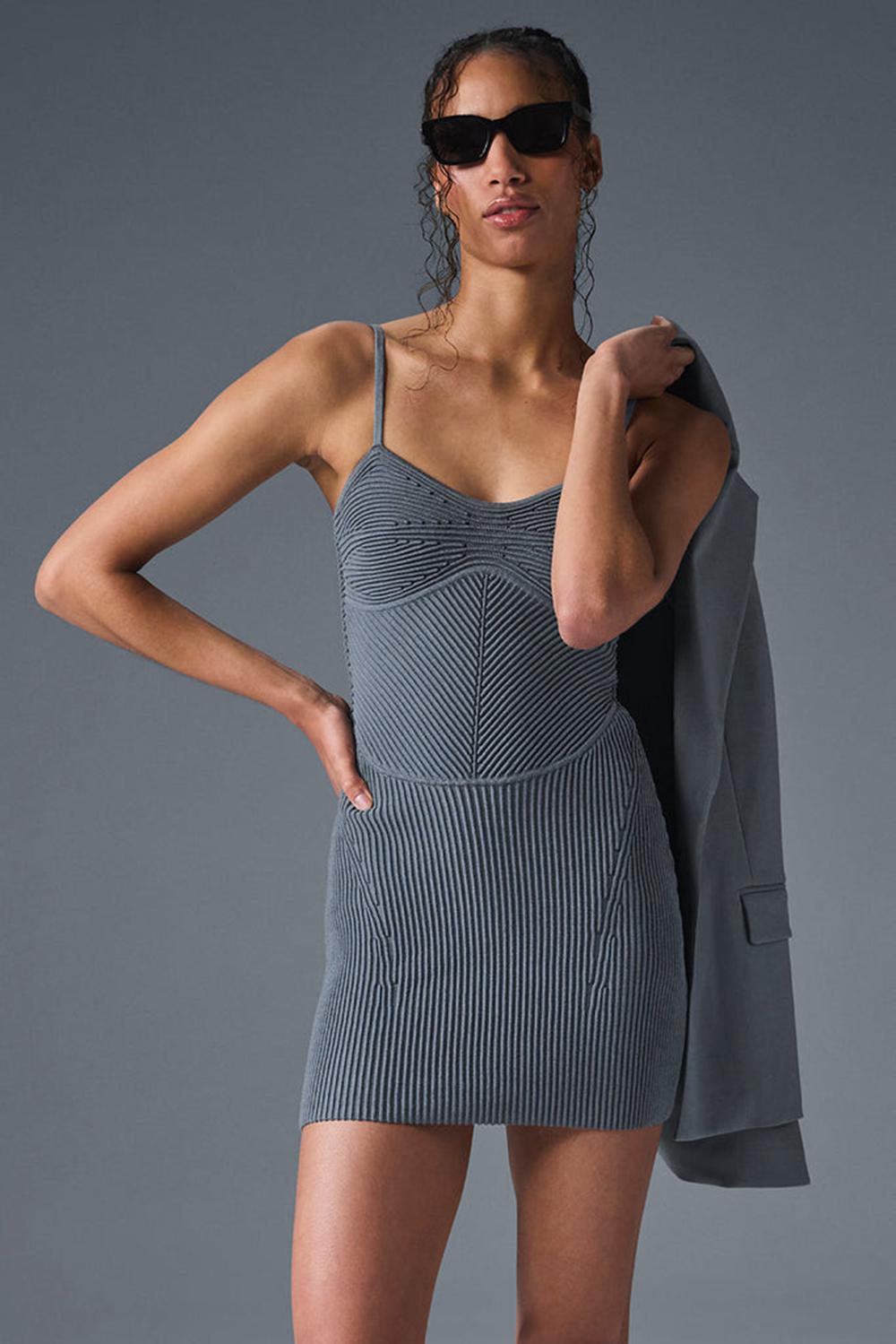 Alo Yoga Denim Knit Mini Donna Vestito Grigie | Italia  PHC-701963