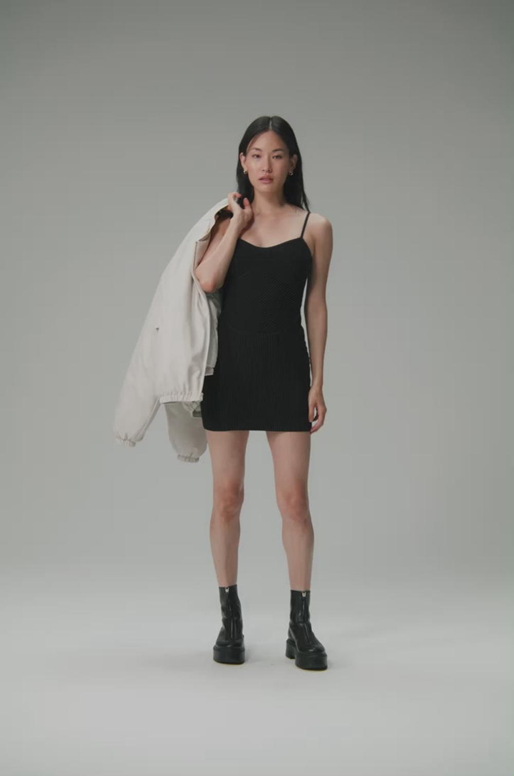 Alo Yoga Denim Knit Mini Donna Vestito Nere | Italia  JSE-238069