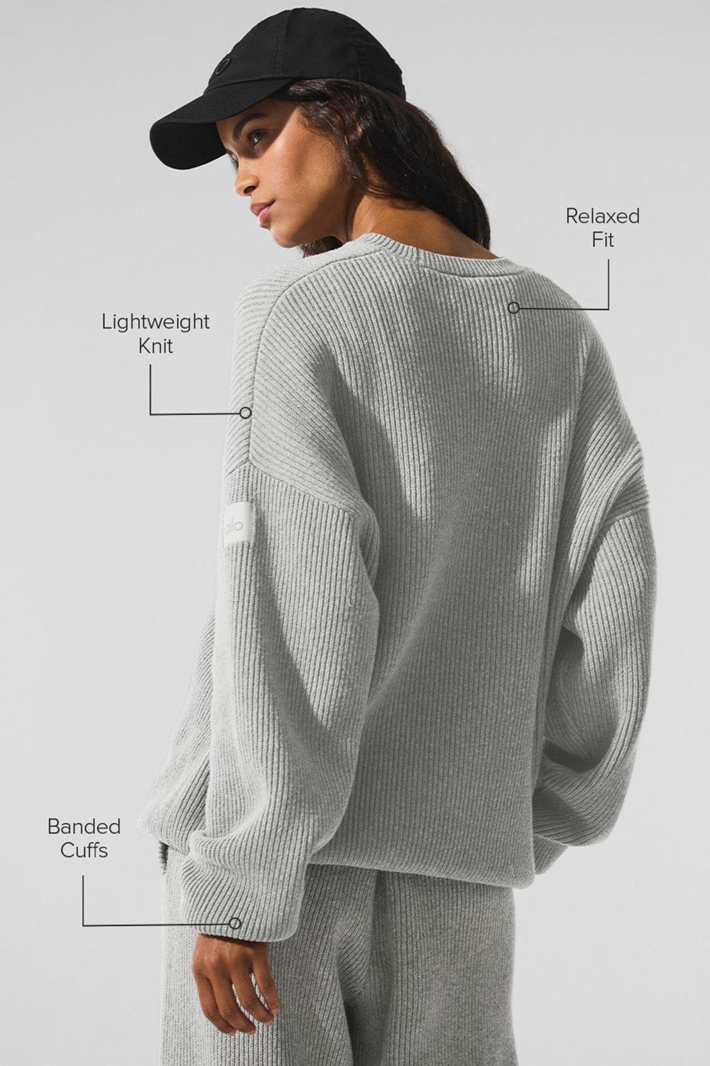Alo Yoga Domain Rib Knit Crew Donna Maglia Grigie | Italia  QDW-271906