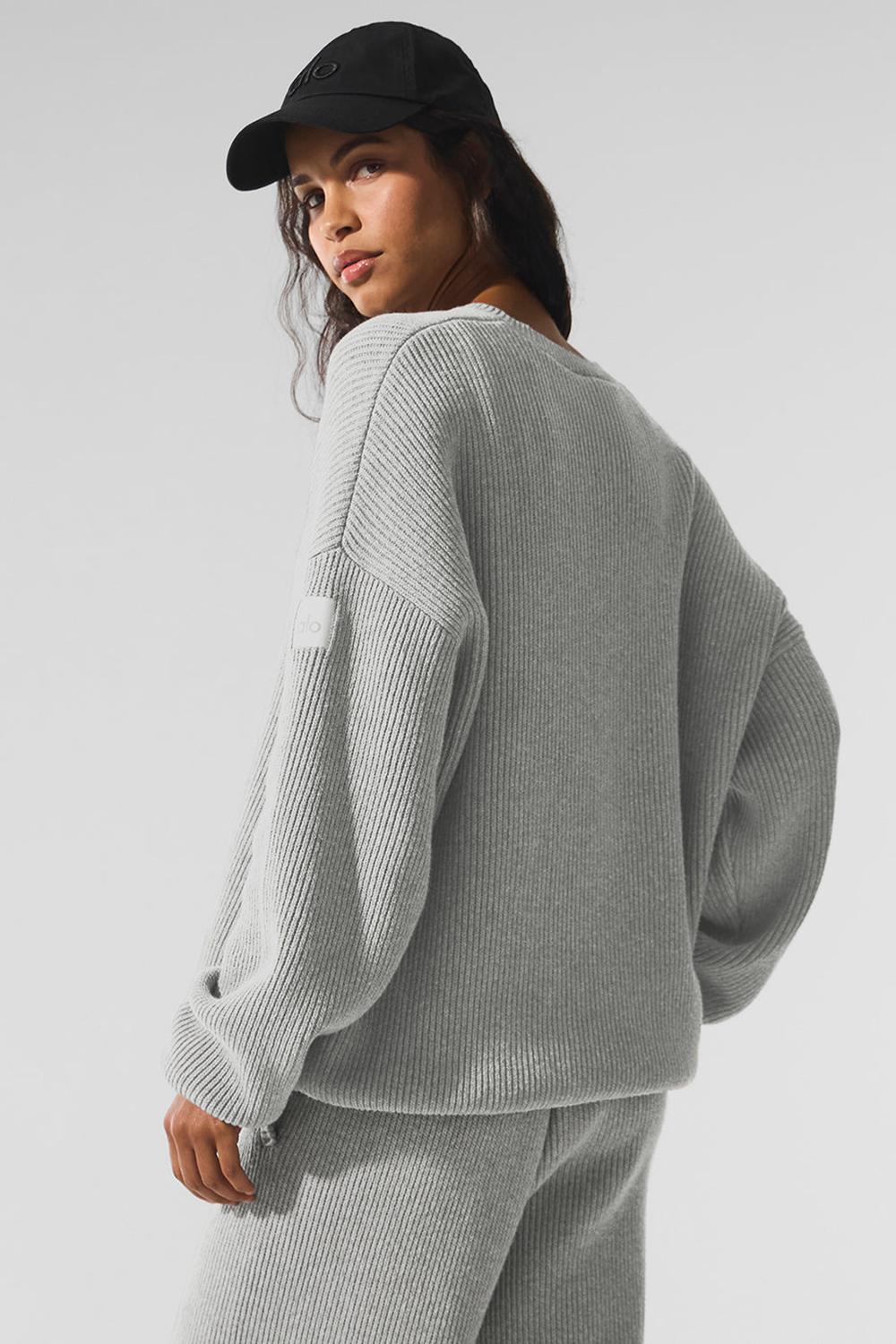 Alo Yoga Domain Rib Knit Crew Donna Maglia Grigie | Italia  QDW-271906