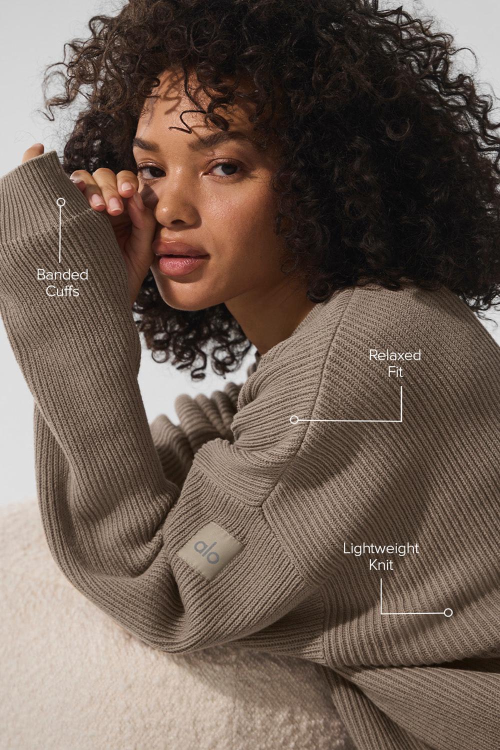Alo Yoga Domain Rib Knit Crew Donna Maglia Gravel | Italia  FAE-498370