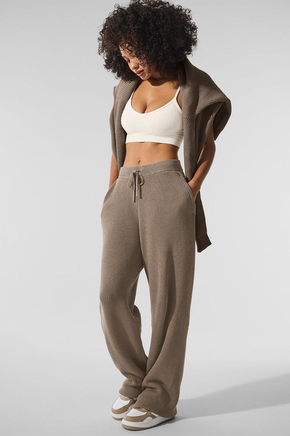 Alo Yoga Domain Rib Knit Crew Donna Maglia Gravel | Italia  FAE-498370