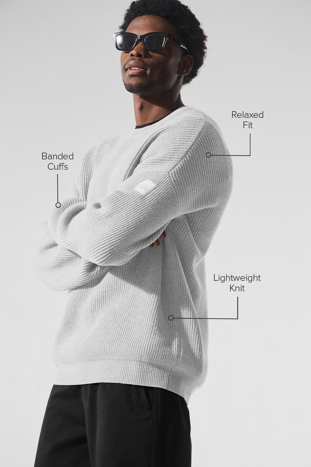 Alo Yoga Domain Rib Knit Crew Uomo Maglia Grigie | Italia  QGB-058269
