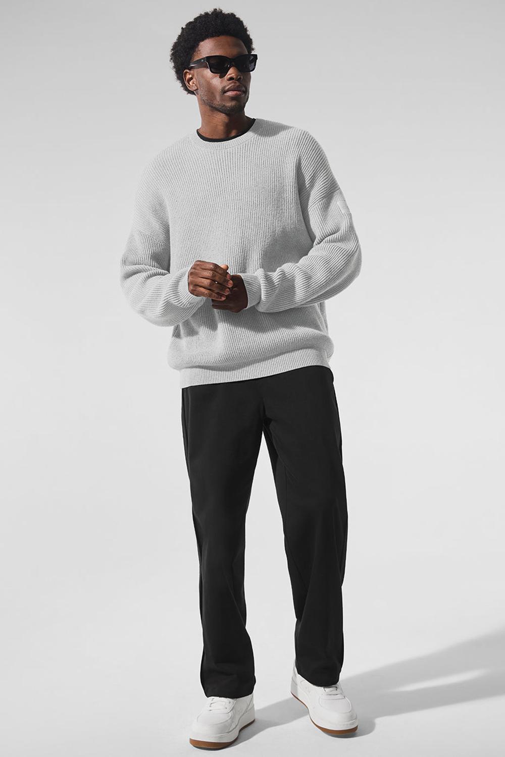 Alo Yoga Domain Rib Knit Crew Uomo Maglia Grigie | Italia  QGB-058269