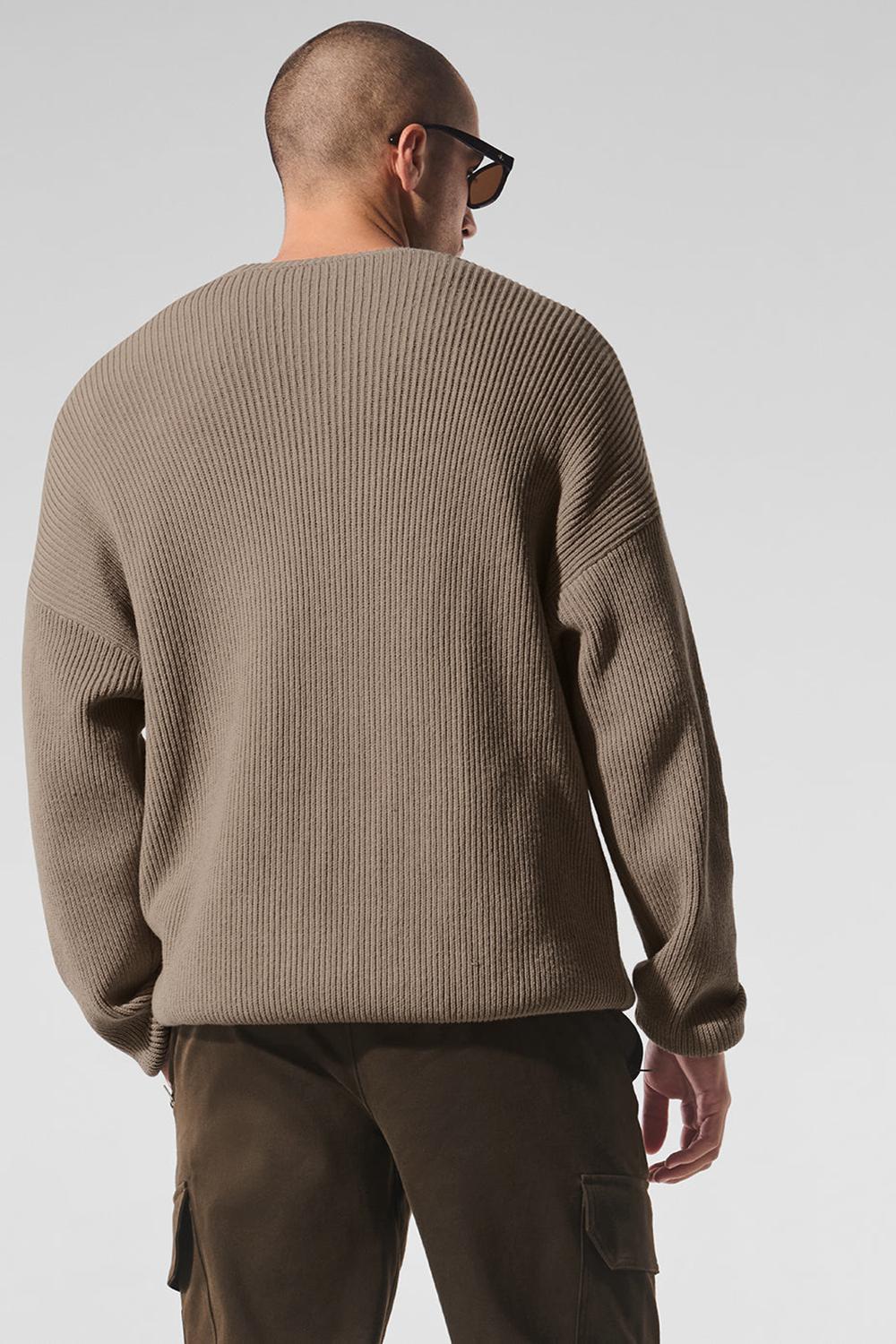 Alo Yoga Domain Rib Knit Crew Uomo Maglia Gravel | Italia  RYC-014265