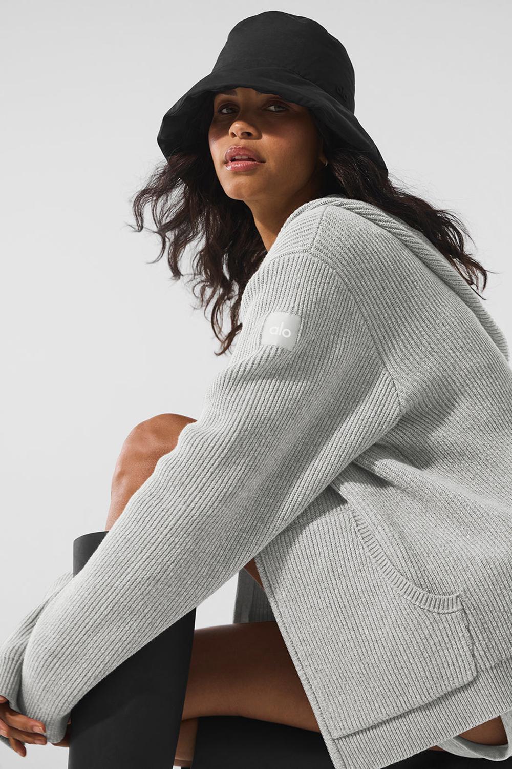 Alo Yoga Domain Rib Knit Full Zip Donna Maglia Grigie | Italia  HLJ-705192