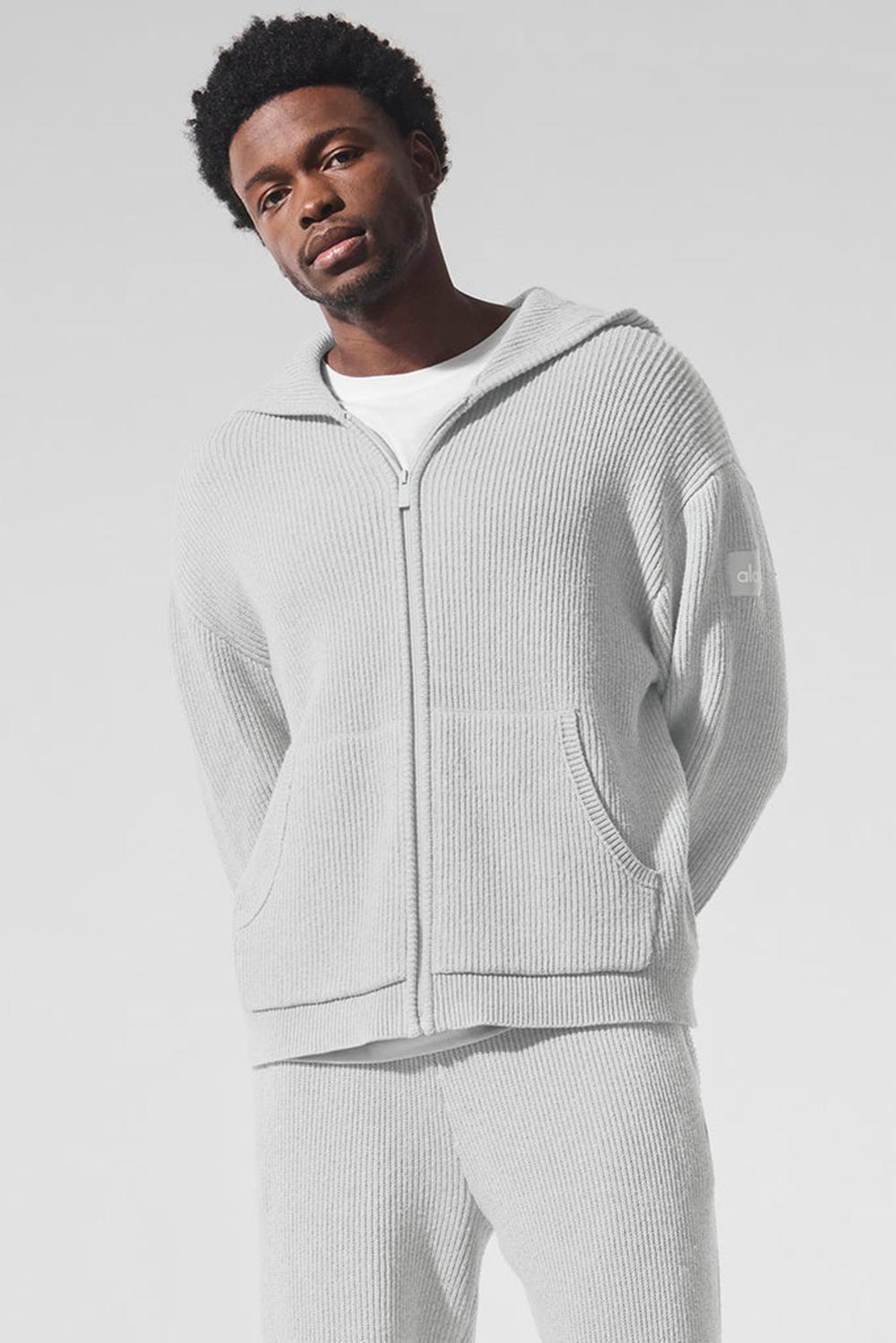 Alo Yoga Domain Rib Knit Full Zip Uomo Maglia Grigie | Italia  TZQ-167592