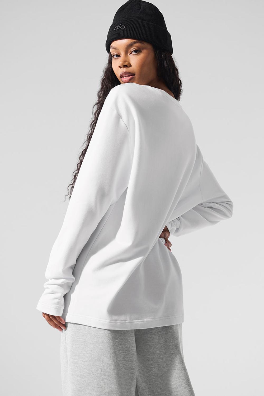 Alo Yoga Double Take Crew Donna Maniche Lunghe Bianche | Italia  SHV-206341