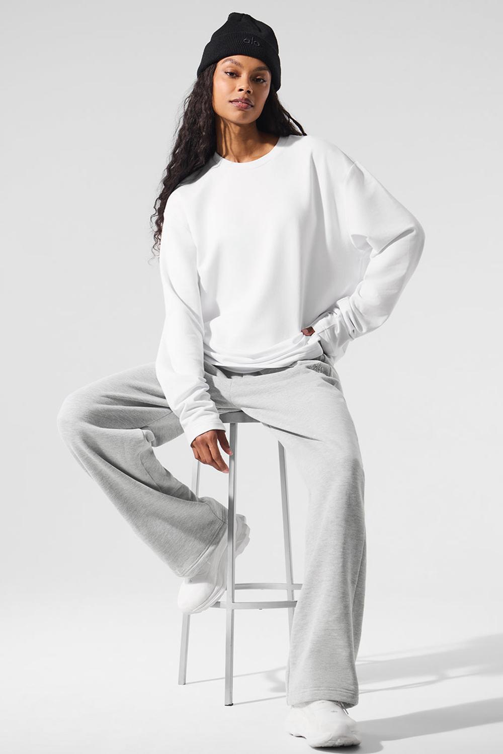 Alo Yoga Double Take Crew Donna Maniche Lunghe Bianche | Italia  SHV-206341