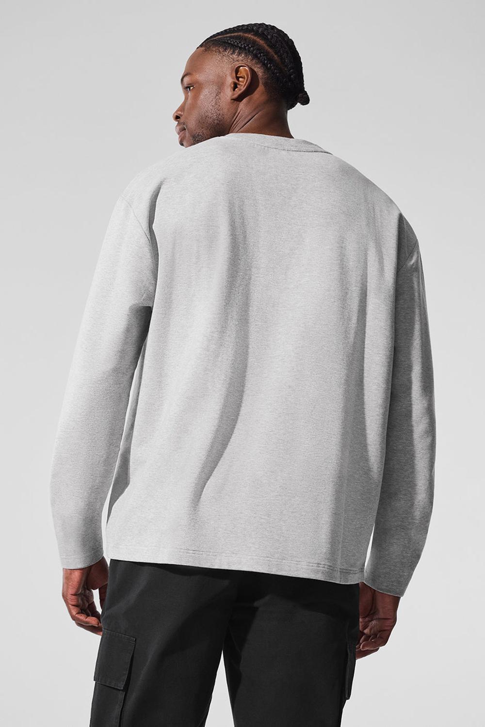 Alo Yoga Double Take Crew Uomo Maniche Lunghe Grigie | Italia  TRL-936154