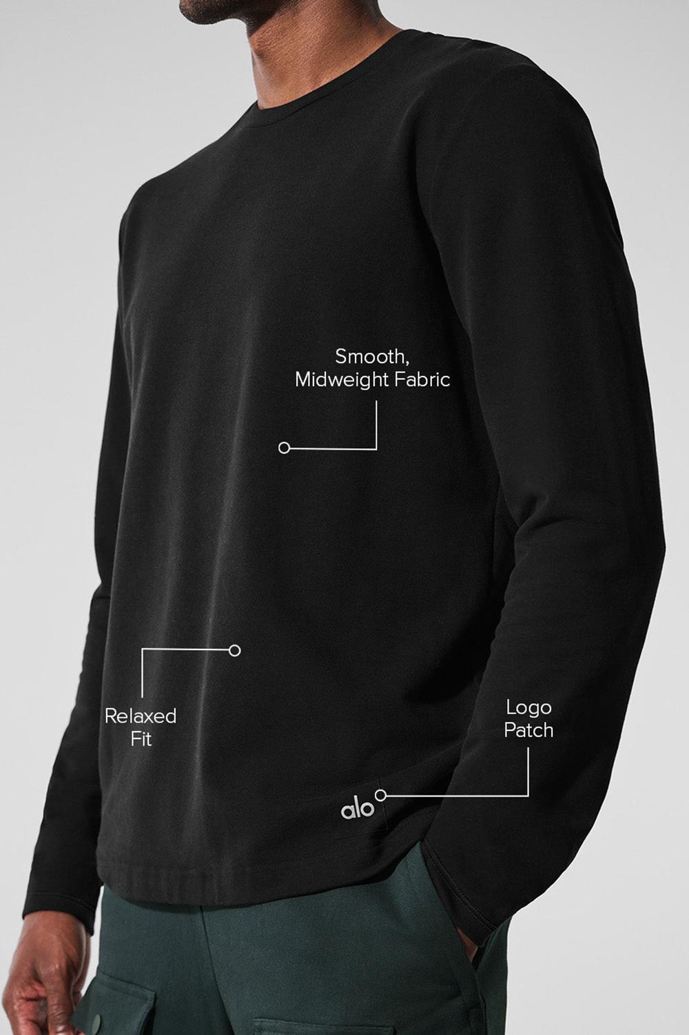 Alo Yoga Double Take Crew Uomo Maniche Lunghe Nere | Italia  NBJ-751384