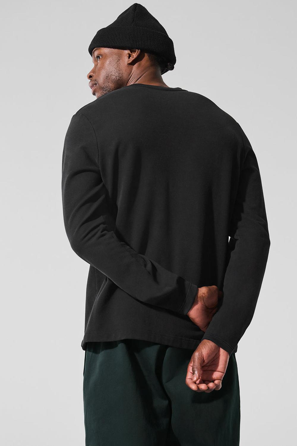 Alo Yoga Double Take Crew Uomo Maniche Lunghe Nere | Italia  NBJ-751384