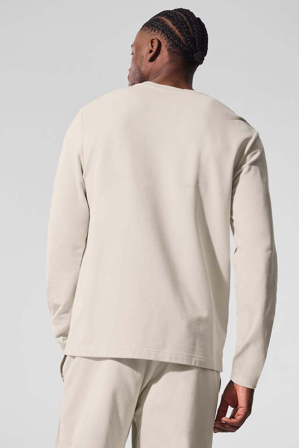 Alo Yoga Double Take Crew Uomo Maniche Lunghe Bone | Italia  QEZ-174260