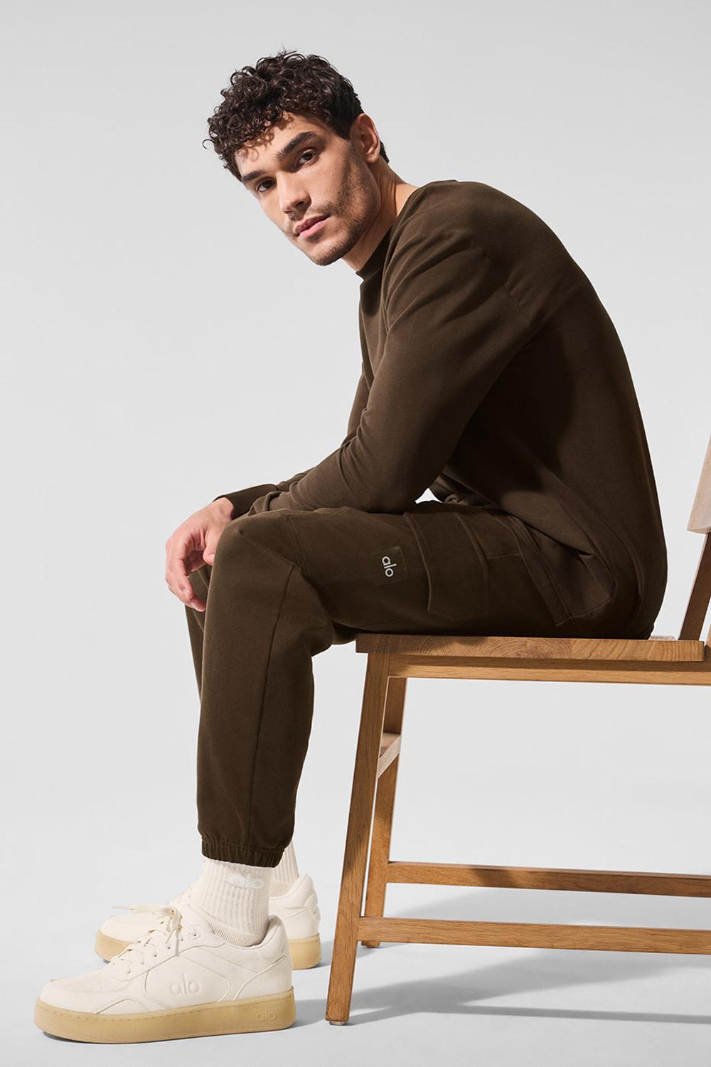 Alo Yoga Double Take Crew Uomo Maniche Lunghe Espresso | Italia  SHR-163472