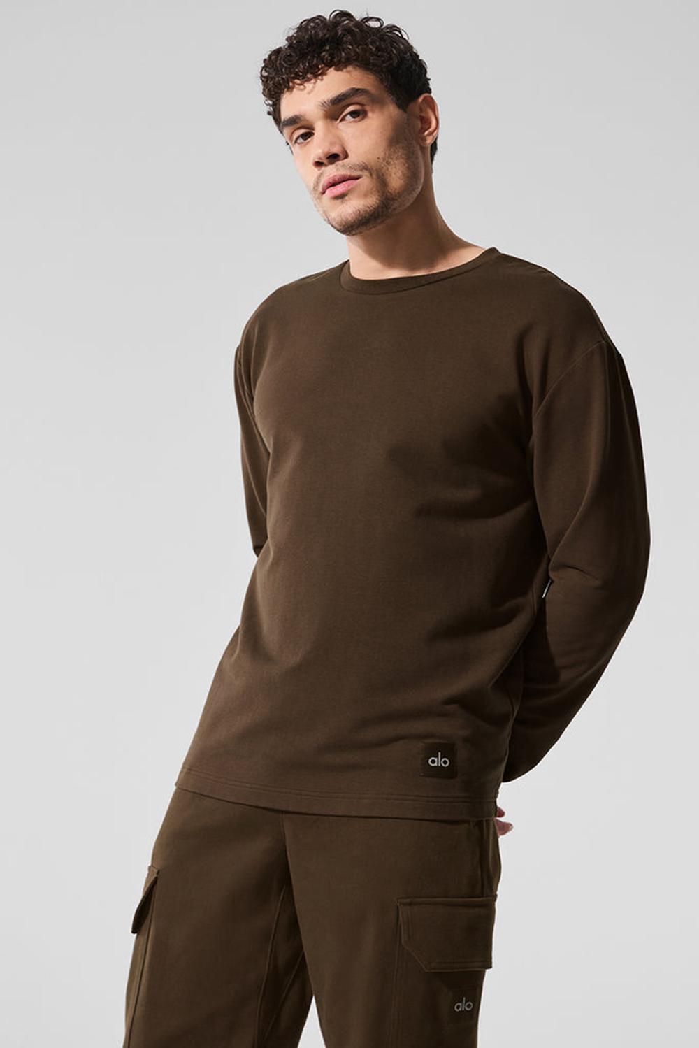 Alo Yoga Double Take Crew Uomo Maniche Lunghe Espresso | Italia  SHR-163472