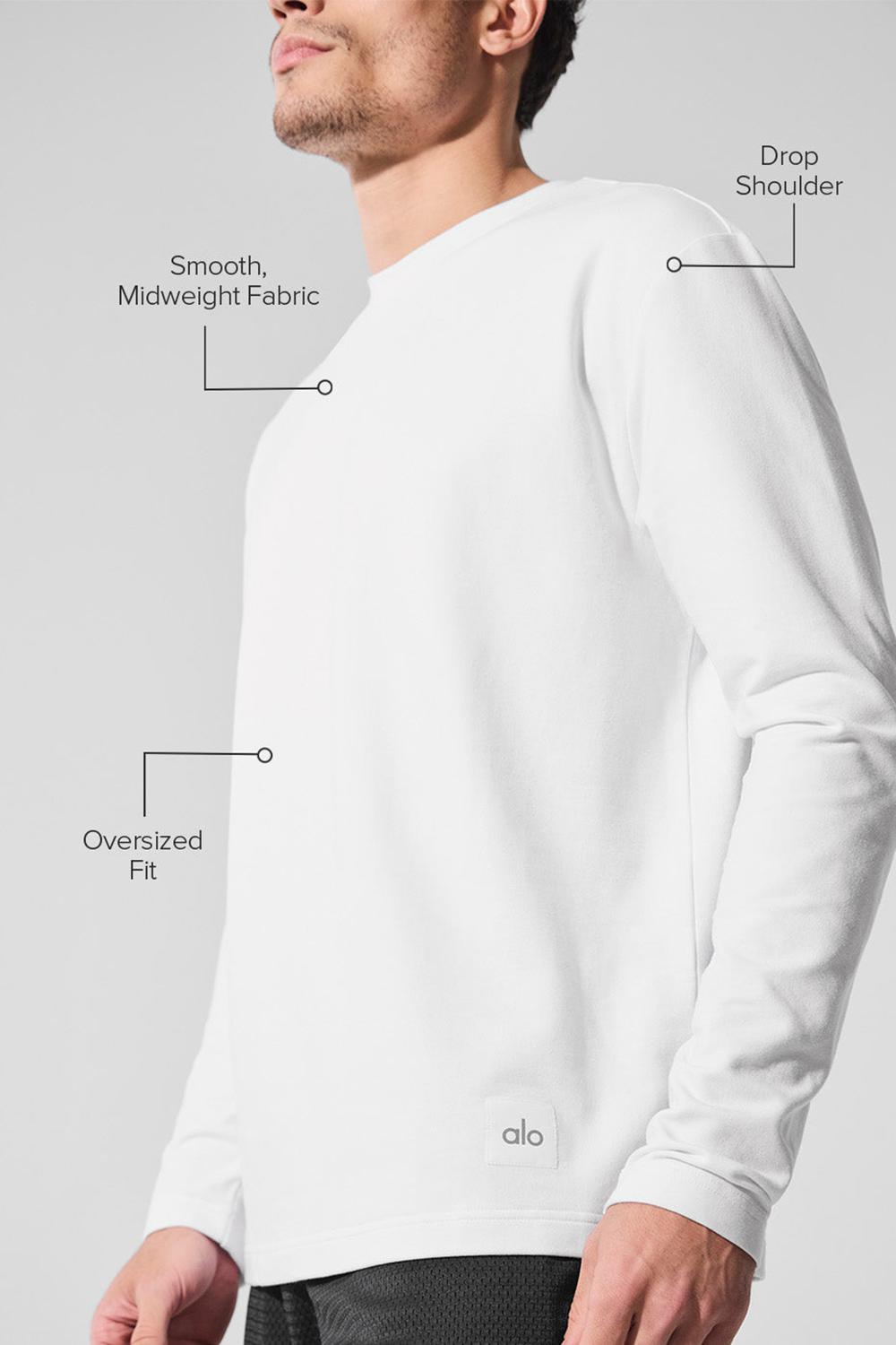 Alo Yoga Double Take Crew Uomo Maniche Lunghe Bianche | Italia  IRT-302957