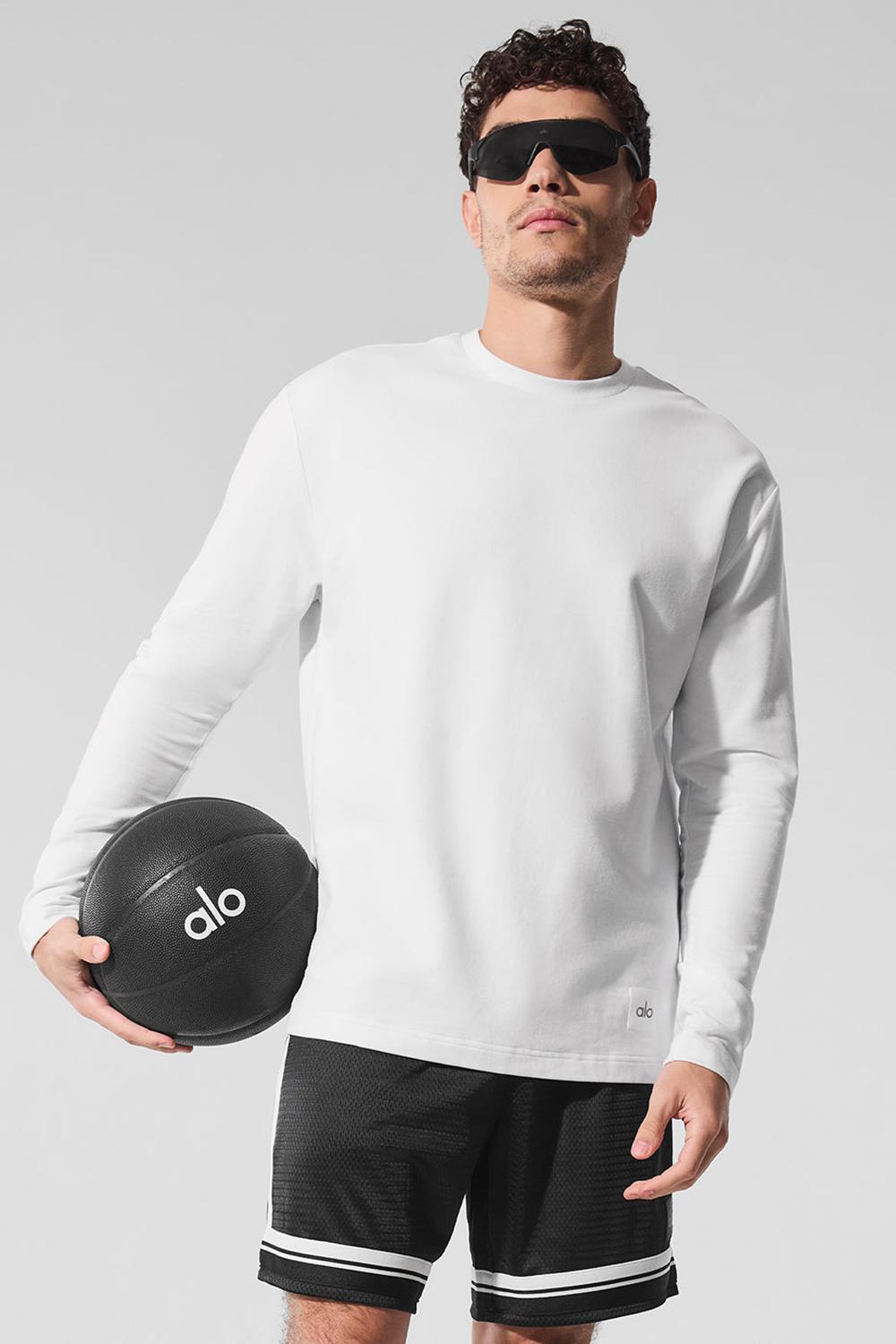 Alo Yoga Double Take Crew Uomo Maniche Lunghe Bianche | Italia  IRT-302957