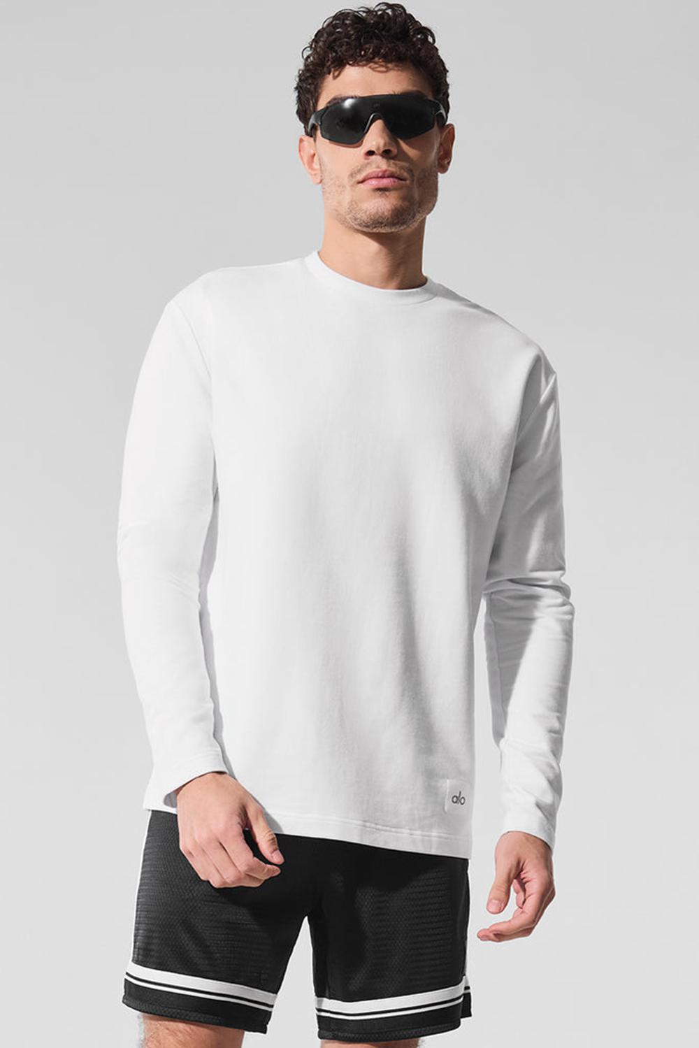Alo Yoga Double Take Crew Uomo Maniche Lunghe Bianche | Italia  IRT-302957