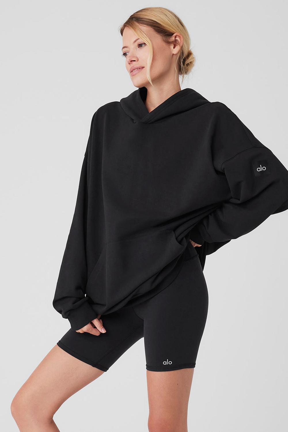 Alo Yoga Double Take Donna Felpa con Cappuccio Nere | Italia  RJI-678325