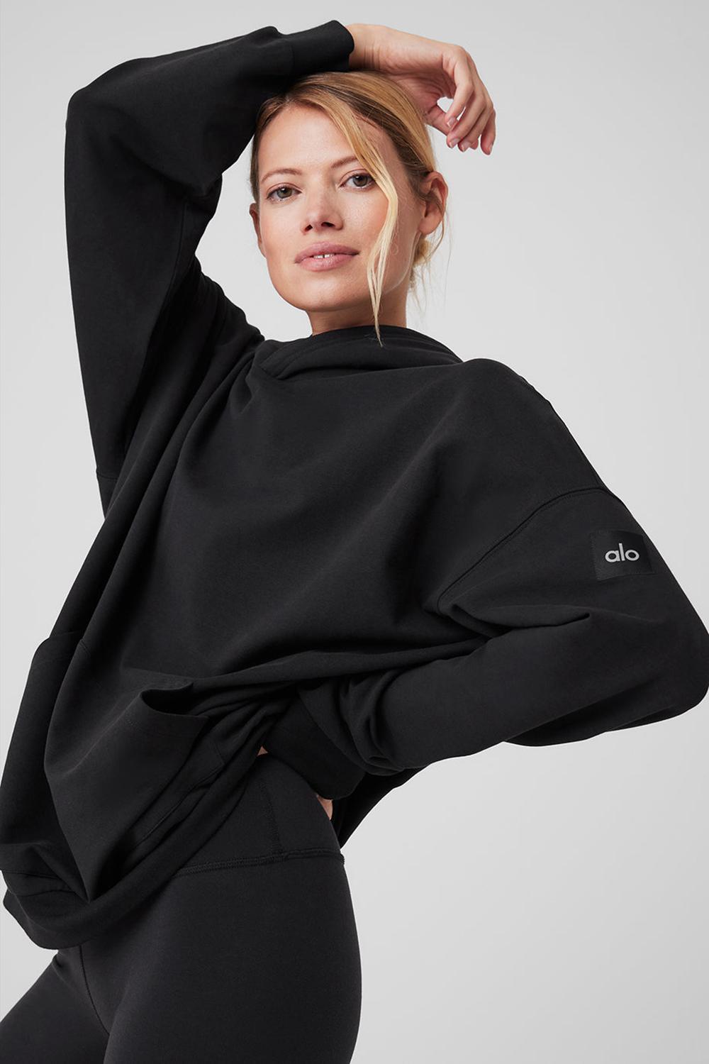Alo Yoga Double Take Donna Felpa con Cappuccio Nere | Italia  RJI-678325