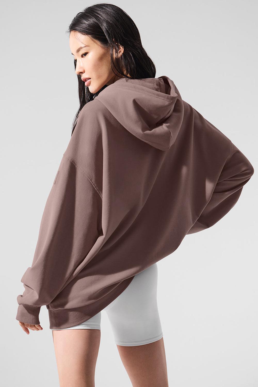 Alo Yoga Double Take Donna Felpa con Cappuccio Mushroom | Italia  IZP-084913