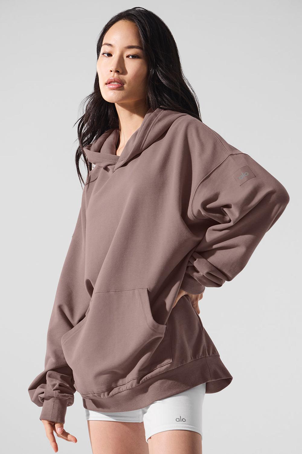 Alo Yoga Double Take Donna Felpa con Cappuccio Mushroom | Italia  IZP-084913