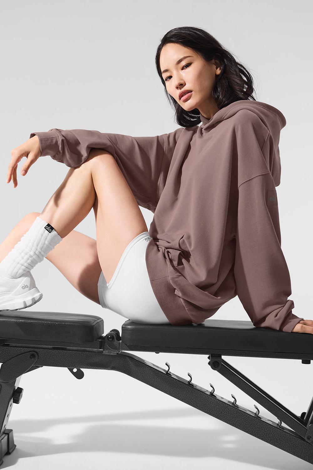Alo Yoga Double Take Donna Felpa con Cappuccio Mushroom | Italia  IZP-084913