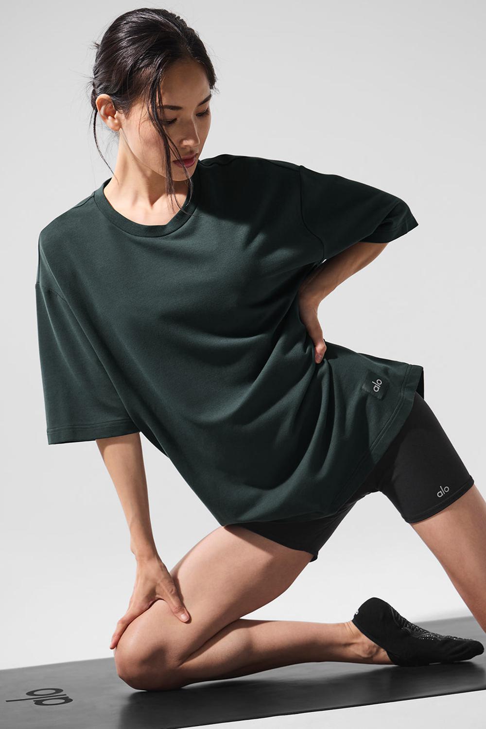 Alo Yoga Double Take Donna Short Sleeve Verdi | Italia  HST-105832