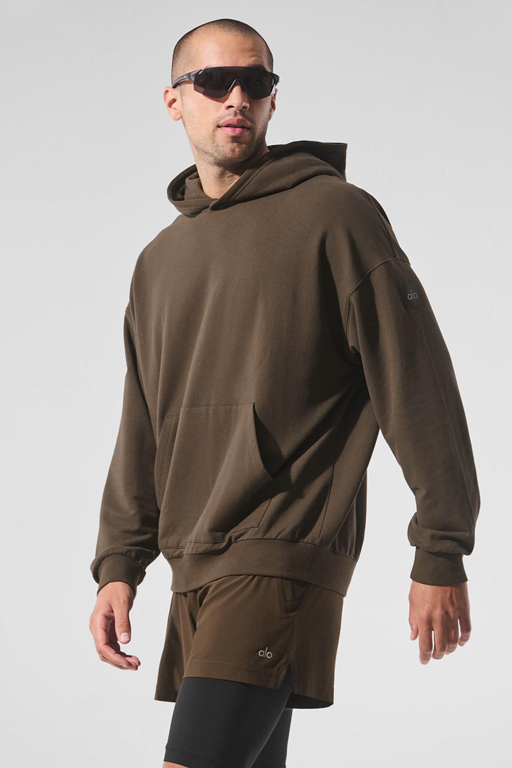 Alo Yoga Double Take Uomo Felpa con Cappuccio Espresso | Italia  CMJ-167389
