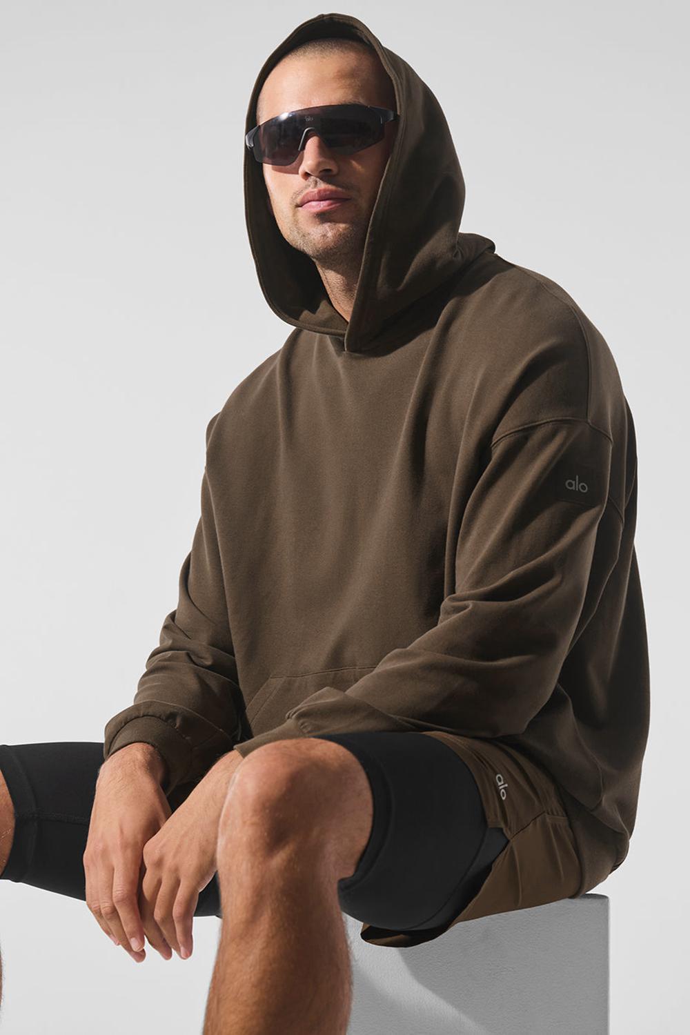 Alo Yoga Double Take Uomo Felpa con Cappuccio Espresso | Italia  CMJ-167389