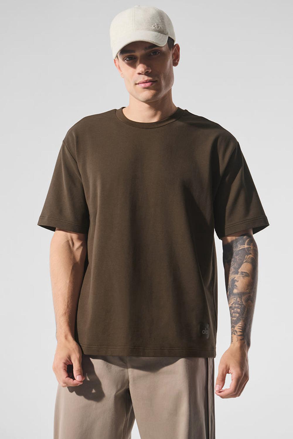 Alo Yoga Double Take Uomo Short Sleeve Espresso | Italia  RKA-294038