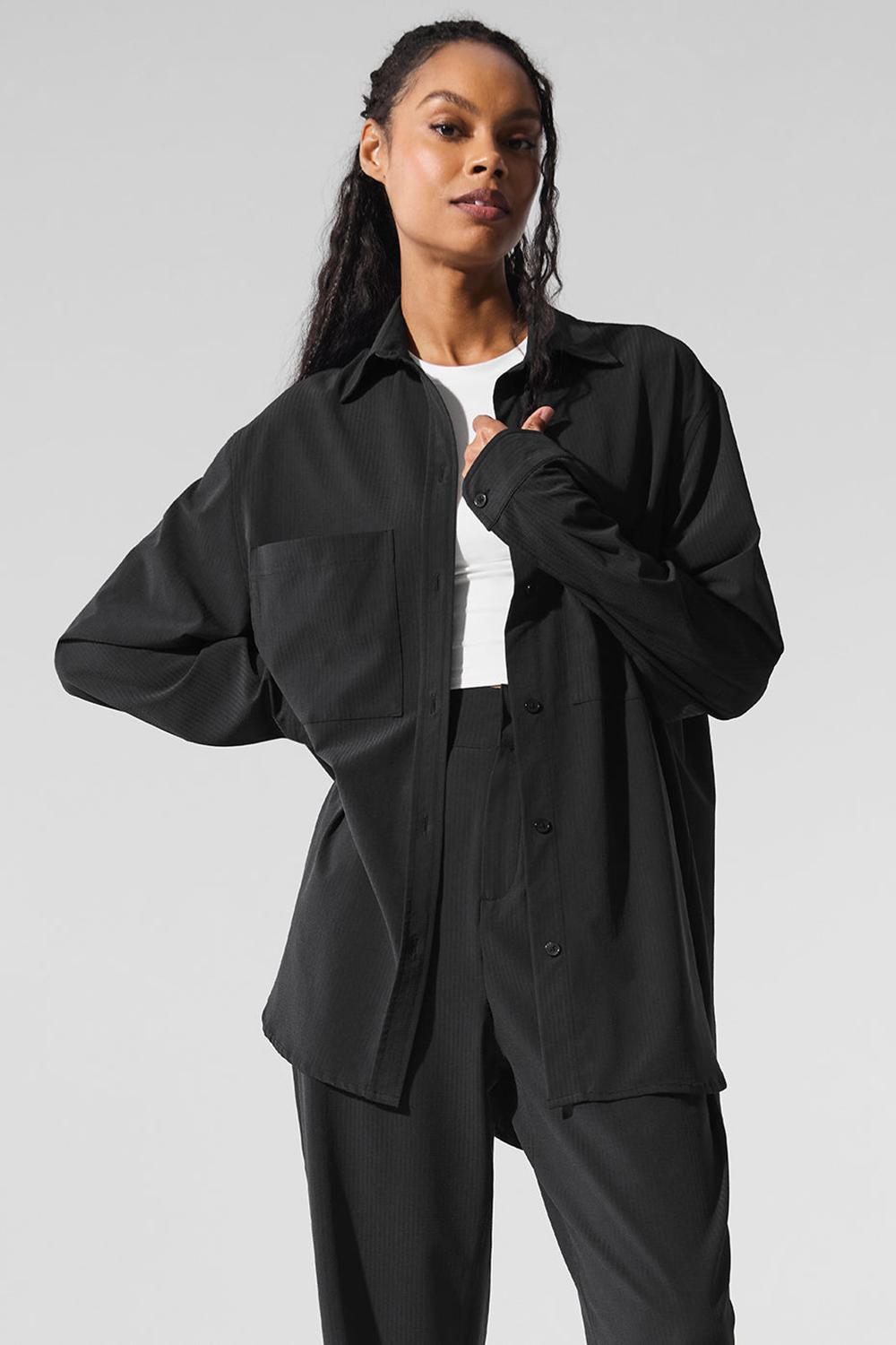 Alo Yoga Dreamscape Button Down Donna Maniche Lunghe Nere | Italia  XQO-287354