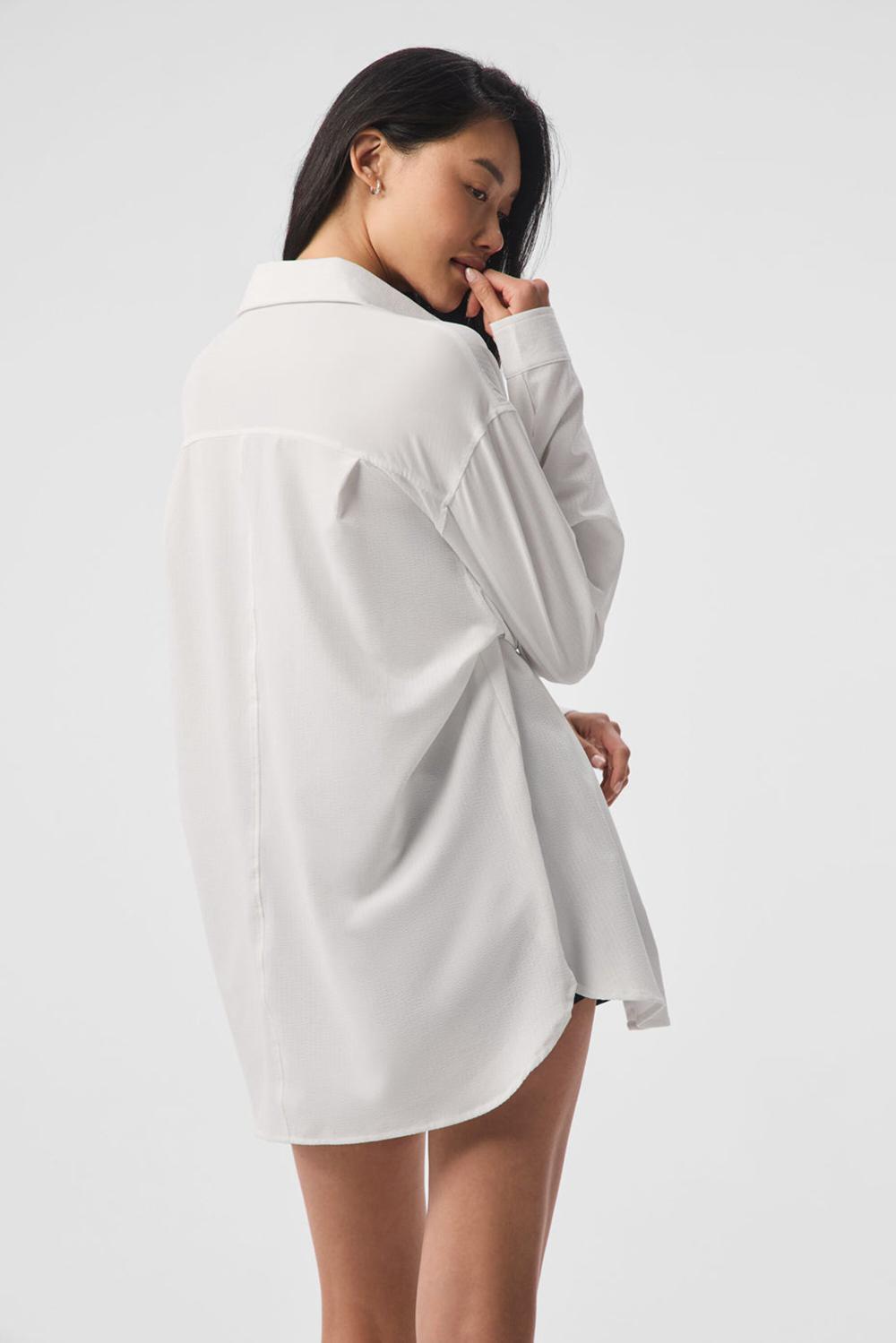Alo Yoga Dreamscape Button Down Donna Maniche Lunghe Bianche | Italia  DPM-237851