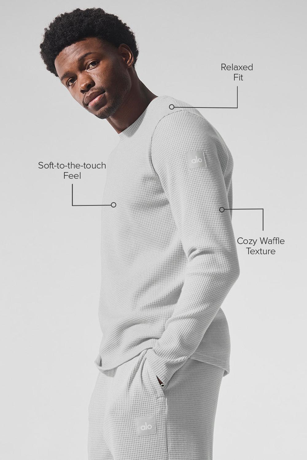 Alo Yoga Elevate Waffle Crew Uomo Maniche Lunghe Grigie | Italia  JRN-906218