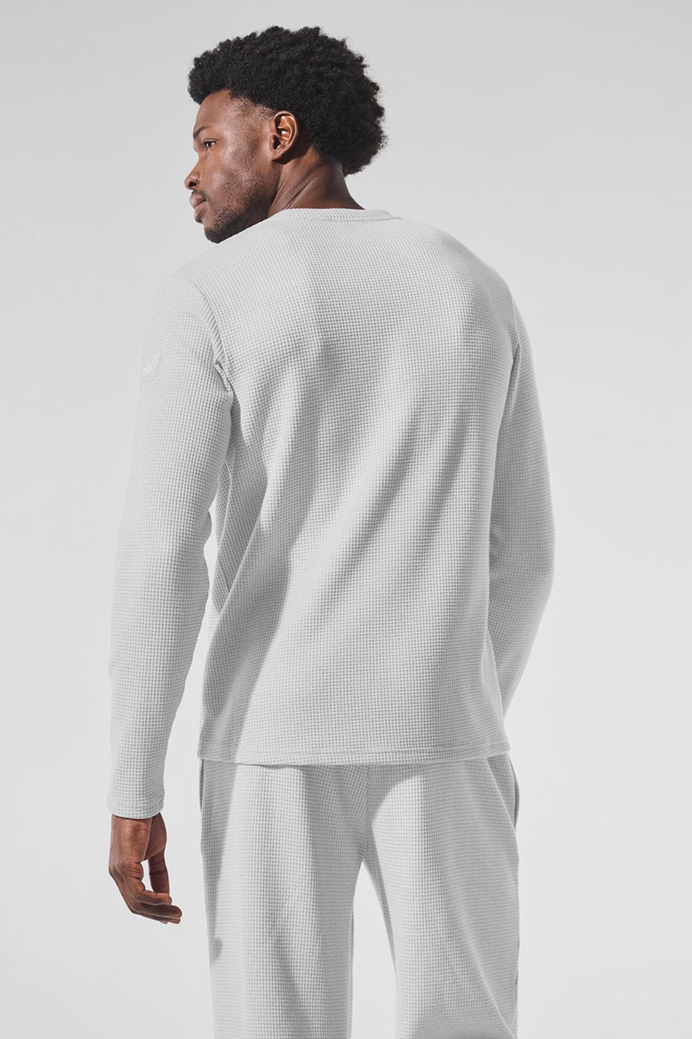 Alo Yoga Elevate Waffle Crew Uomo Maniche Lunghe Grigie | Italia  JRN-906218